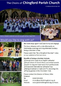 Leaflet describing opportunities for children to join our choirs in 2021